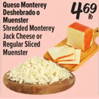 El Super Shredded Monterey Jack Cheese or Regular Sliced Muenster offer