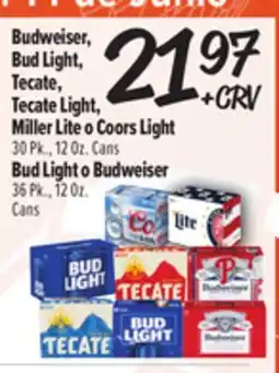 El Super Fresh Budweiser, Bud Light, Tecate, Tecate Light, Miller Lite o Coors Light, Bud Light o Budweiser offer
