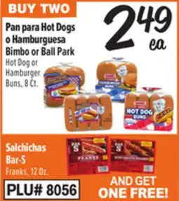El Super Bimbo or Ball Park Hot Dog or Hamburger Buns offer
