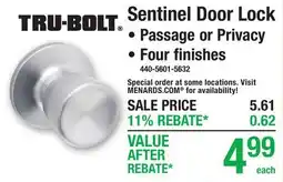 Menards Tru-Bolt Sentinel Door Lock offer