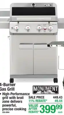 Menards MONUMENT 4-Burner Gas Grill offer