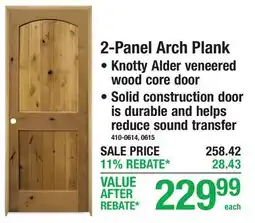 Menards Mastercraft 2-Panel Arch Plank Prehung offer