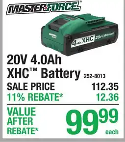 Menards 20V 4.0Ah XHC Battery offer