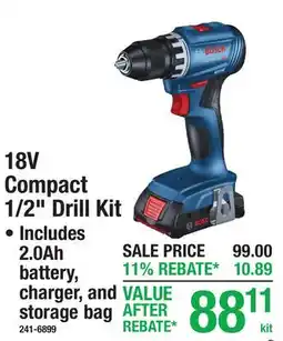 Menards Bosch 18V Compact 1/2 Drill Kit offer