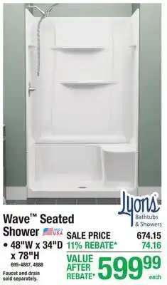 Menards Wave Seated Shower offer