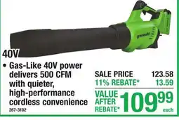 Menards 40V CORDLESS BLOWERS offer