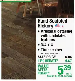 Menards Hand Sculpted Hickory SOLID HARDWOOD FLOORING offer