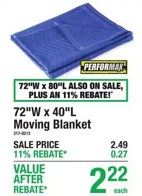 Menards 72W x 40L Moving Blanket offer