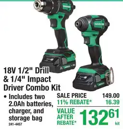 Menards 18V 1/2 Drill & 1/4 Impact Driver Combo Kit offer