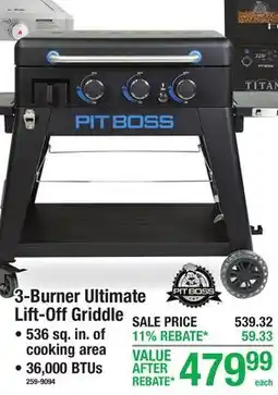 Menards 3-Burner Ultimate Lift-Off Griddle offer