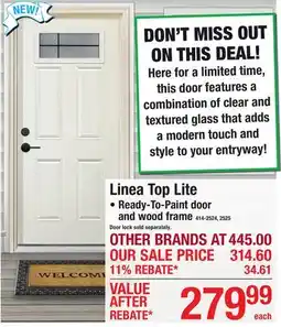 Menards Mastercraft Prehung Steel Linea Top Lite offer