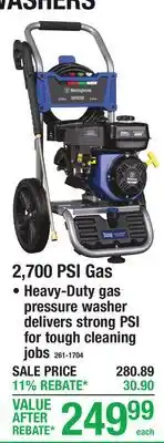 Menards 2,700 PSI Gas PRESSURE WASHERS offer