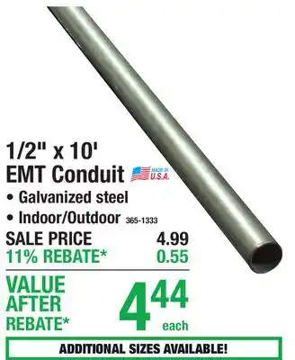 Menards 1/2 x 10' EMT Conduit offer