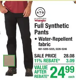 Menards Full Synthetic Pants offer