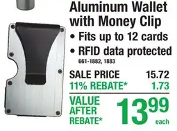 Menards Aluminum Wallet with Money Clip offer
