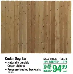 Menards Cedar Dog Ear WOOD PANELS offer