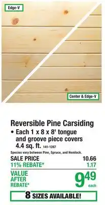 Menards Reversible Pine Carsiding offer