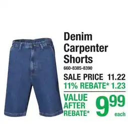 Menards Denim Carpenter Shorts offer