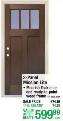 Menards Mastercraft 3-Panel Mission Lite PREHUNG FIBERGLASS offer
