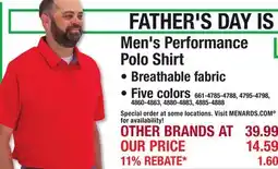 Menards Men's Performance Polo Shirt offer