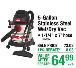 Menards 5-Gallon Stainless Steel Wet/Dry Vac offer