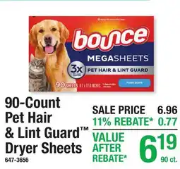 Menards 90-Count Pet Hair & Lint Guard Dryer Sheets offer
