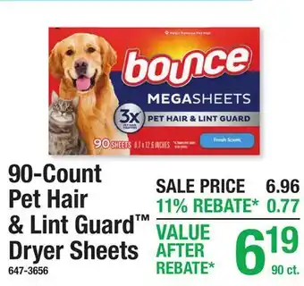 Menards 90-Count Pet Hair & Lint Guard Dryer Sheets offer