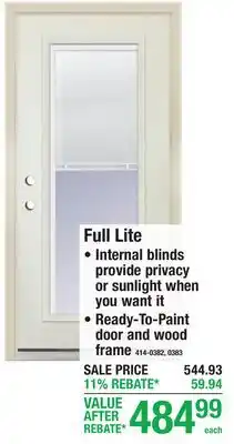 Menards Full Lite PREHUNG STEEL offer