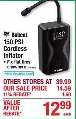 Menards Bobcat 150 PSI Cordless Inflator offer