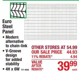 Menards Euro Steel Panel offer