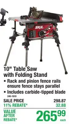 Menards 10 Table Saw with Folding Stand offer