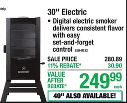 Menards Masterbuilt 30 Electric Smoker offer