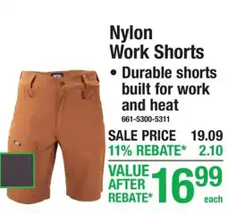 Menards Nylon Work Shorts offer