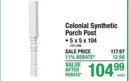 Menards Colonial Synthetic Porch Post offer