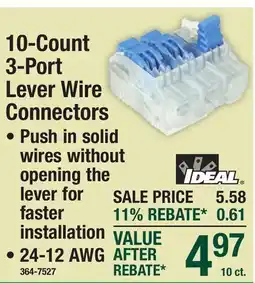 Menards 10-Count 3-Port Lever Wire Connectors offer