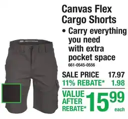 Menards Canvas Flex Cargo Shorts offer