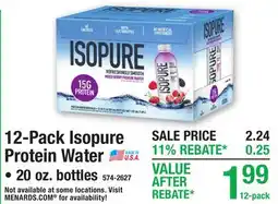 Menards 12-Pack Isopure Protein Water offer