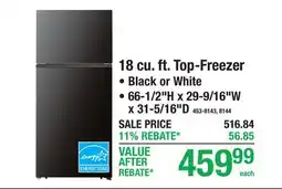 Menards Criterion 18 cu. ft. Top-Freezer offer