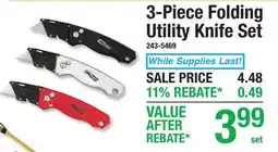 Menards 3-Piece Folding Utility Knife Set offer