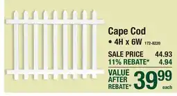 Menards Cape Cod offer