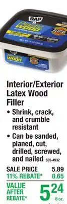 Menards Interior/Exterior Latex Wood Filler offer