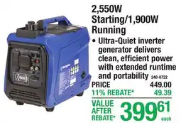 Menards 2,550W Starting/1,900W Running GAS INVERTERS offer