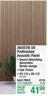 Menards AKUSTIK UV Prefinished Acoustic Panel offer