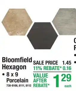 Menards Bloomfield Hexagon Waterproof Tile offer