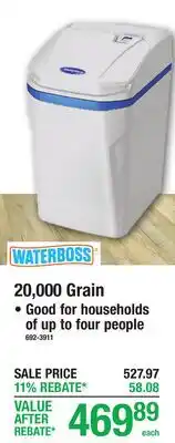 Menards Waterboss 20,000 Grain Water Softener offer