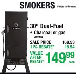 Menards Masterbuilt 30 Dual-Fuel Smokers offer
