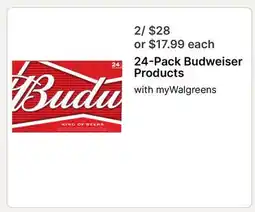 Walgreens 24-Pack Budweiser Products offer