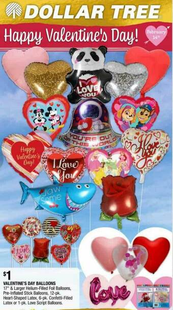 Dollar Tree Valentine's Day Balloons offer