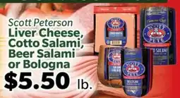 Living Fresh Market Scott Peterson Liver Cheese, Cotto Salami, Beer Salami or Bologna offer