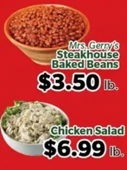 Living Fresh Market Mrs. Gerry's Steakhouse Baked Beans, Chicken Salad offer